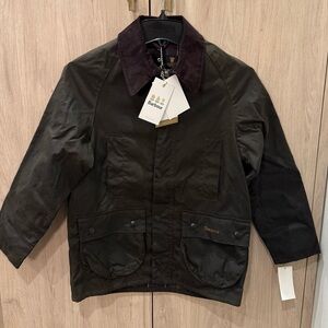 NWTs Barbour Boys’ Beaufort Wax Cotton Jacket. Olive. Large